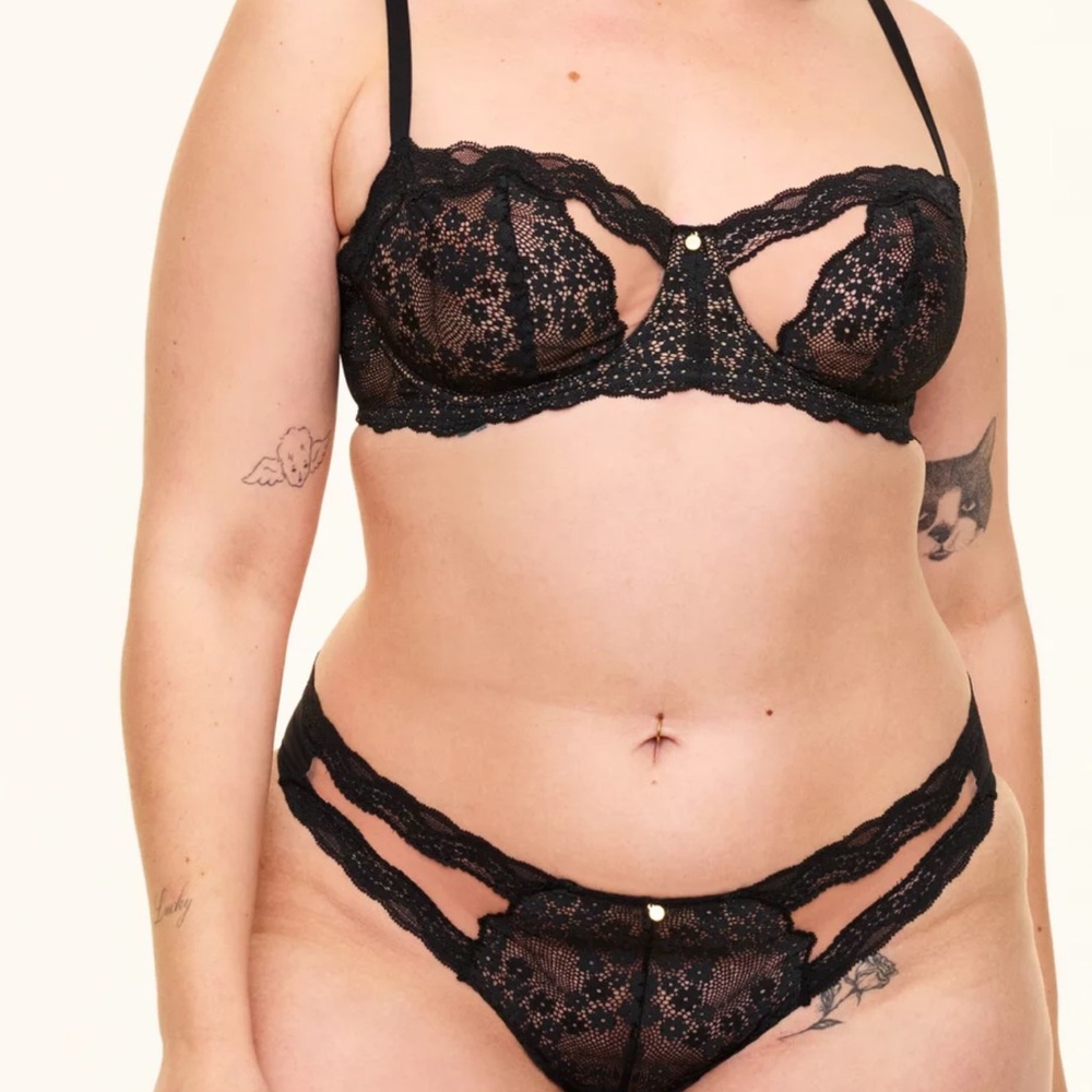 Adore Me Black Unlined Melrose Bra set NWT
